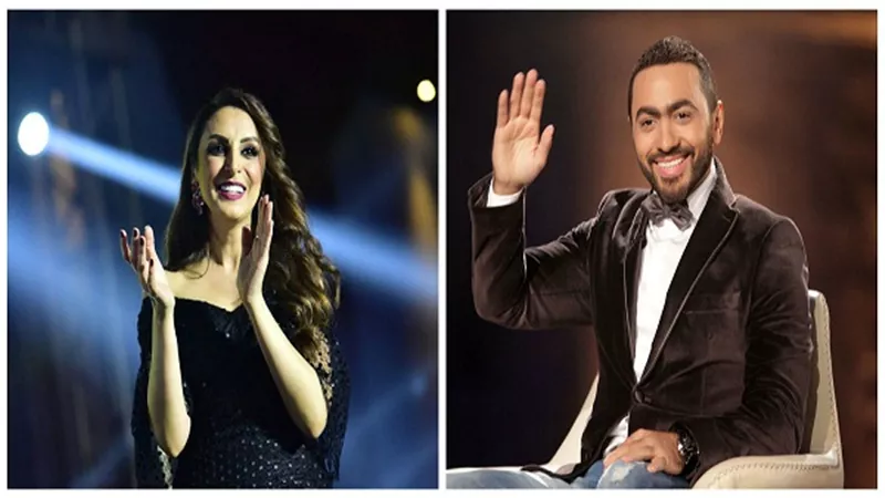 وصول تامر حسني وأنغام لتكريمهما في حفل 