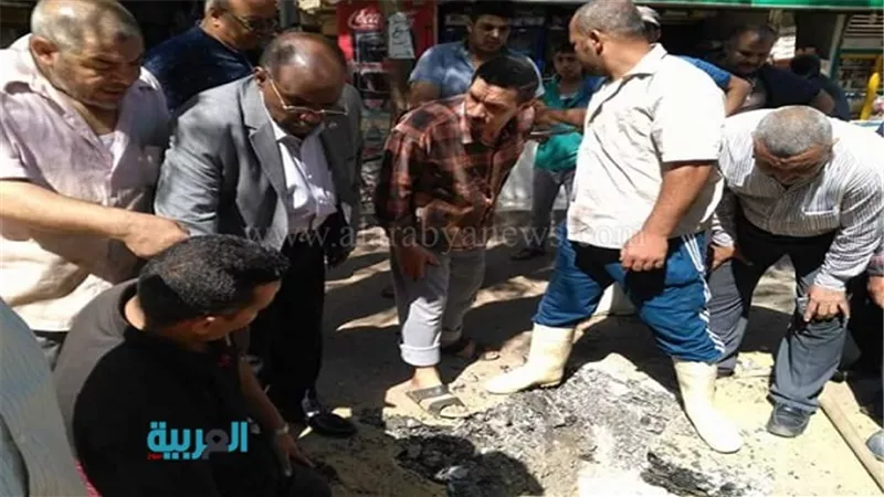 بالصور.. هبوط أرضي بمنطقة الطالبية في الهرم 