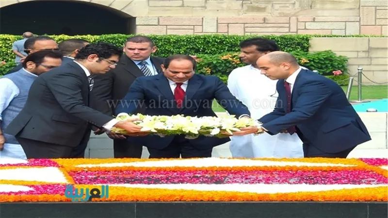زيارة السيسي لضريح الزعيم الهندي الراحل المهاتما غاندي