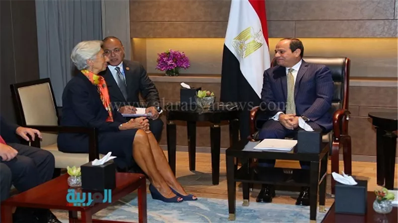 بالصور.. السيسي يستقبل مدير صندوق النقد بمقر إقامته في الصين