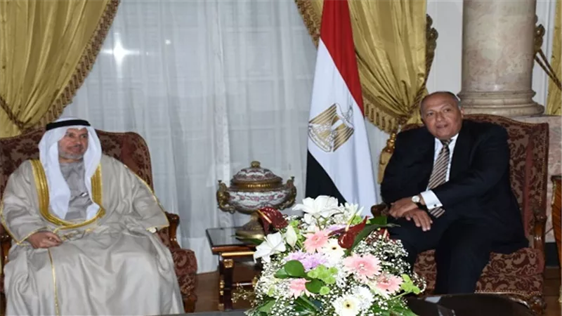 سامح شكرى يستقبل وزير الدولة للشئون الخارجية الإماراتي