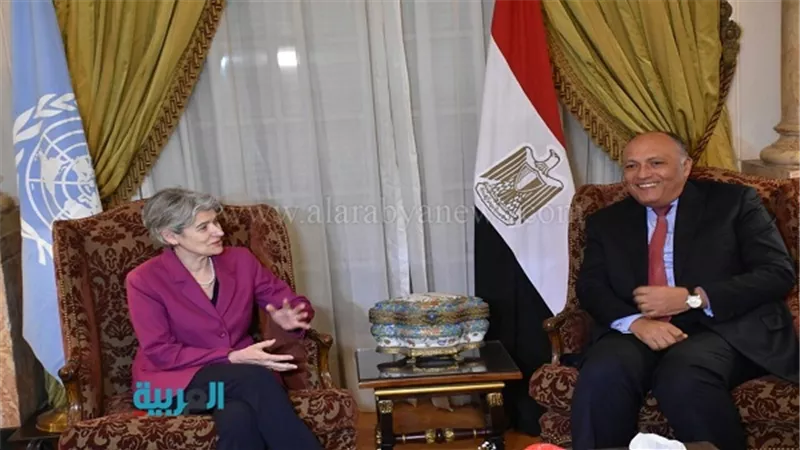 بالصور.. سامح شكري يستقبل إيرينا بوكوفا مدير عام منظمة اليونسكو
