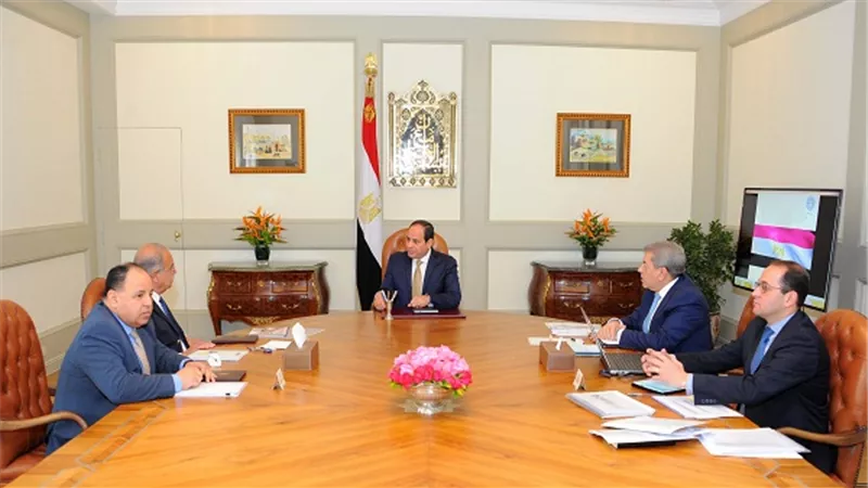 السيسي يجتمع مع رئيس مجلس الوزراء ووزير المالية ونائبيه