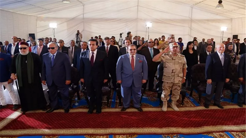 حسن راتب  يطالب بالوقوف دقيقة حداد على ارواح شهداء الوطن في احتفالية وضع حجر الأساس لجامعة مصر الدولية