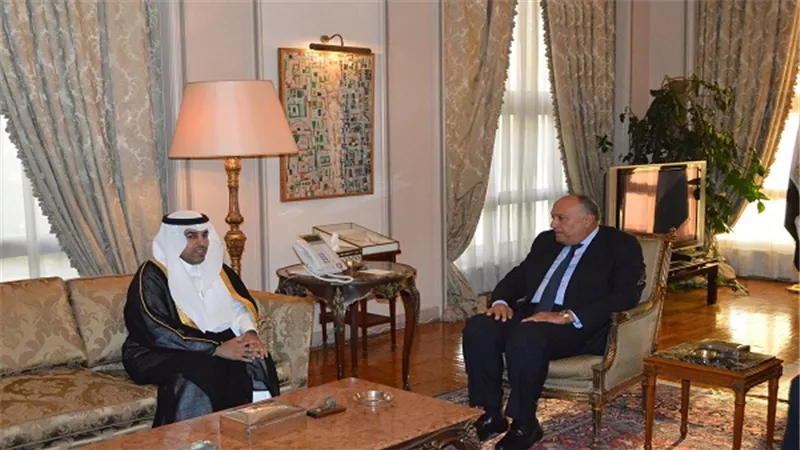 بالصور.. سامح شكري يستقبل رئيس البرلمان العربي
