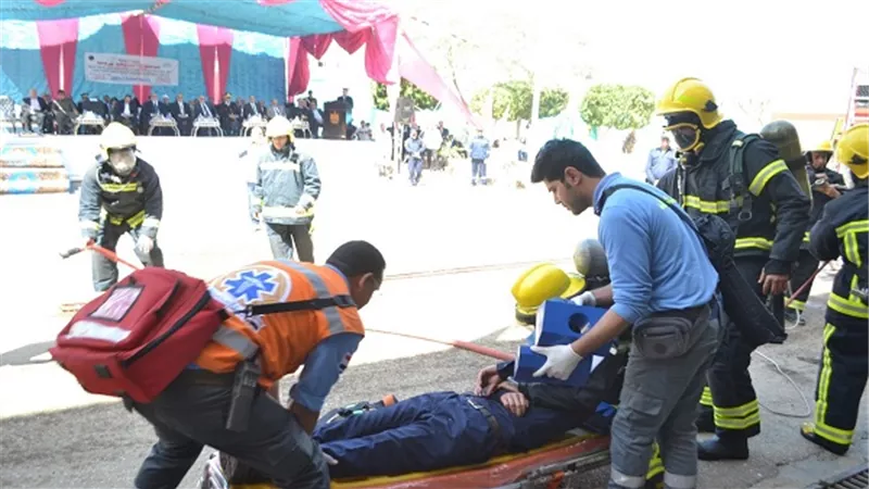 بالصور..  امن السويس يحتفل باليوم العالمي للحماية المدنية