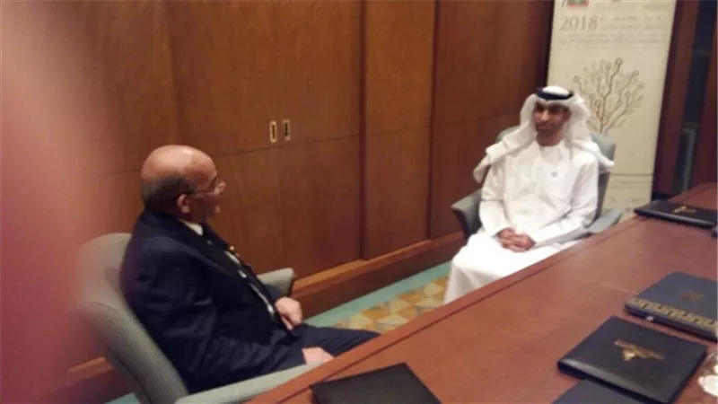 وزير الزراعة يلتقي وزير التغير المناخي الاماراتي ورئيس الهيئة العربية للاستثمار والانماء الزراعي