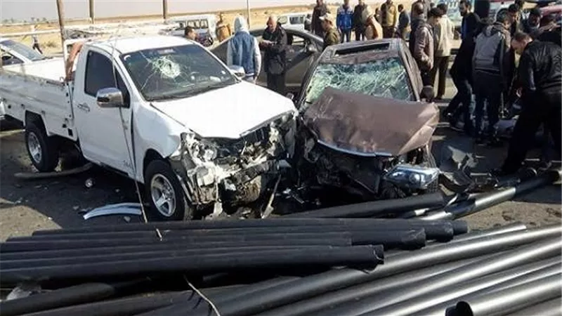 مصرع 3 أشخاص وإصابة 5 آخرين في حادث تصادم علي طريق شبرا بنها الحر
