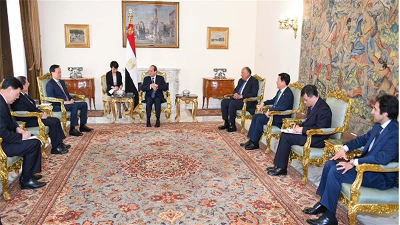 السيسي يستقبل عضو المكتب السياسى للجنة المركزية للحزب الشيوعى الصينى