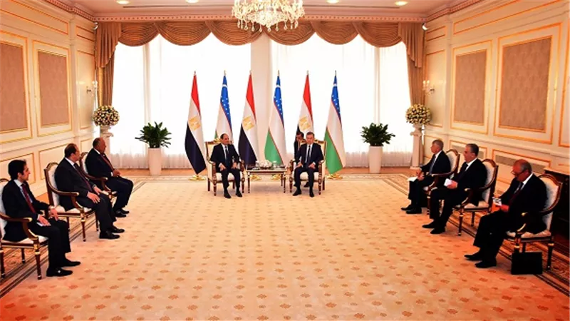  الرئيس السيسي يعقد جلسة مباحثات مع الرئيس الأوزبكي