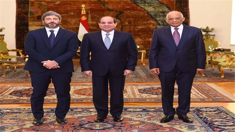 الرئيس السيسي يستقبل رئيس البرلمان الإيطالى