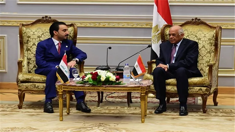الدكتور على عبد العال رئيس مجلس النواب يلتقى محمد الحلبوسى رئيس مجلس النواب العراقى