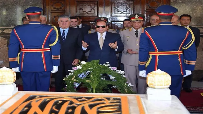 السيسي يزور قبر الجندي المجهول إحتفالآ بالذكرى الخامسة والأربعين لحرب أكتوبر المجيدة