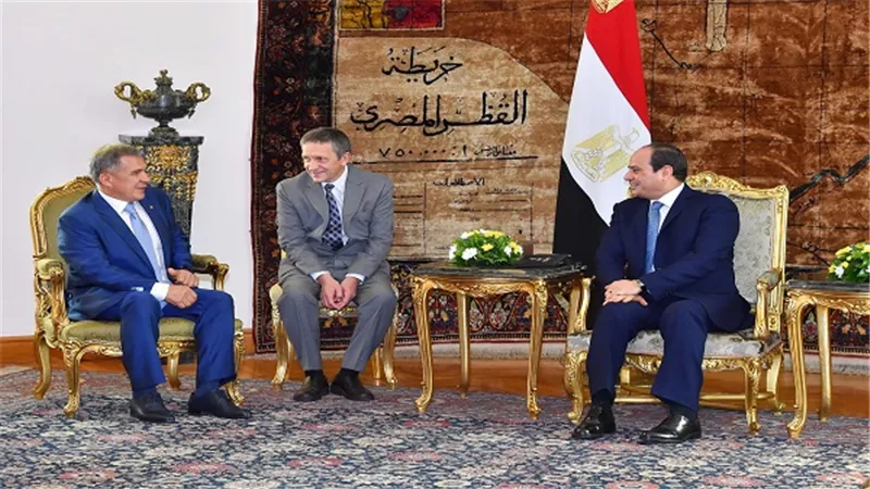 الرئيس السيسي يستقبل رئيس جمهورية تتارستان الروسية