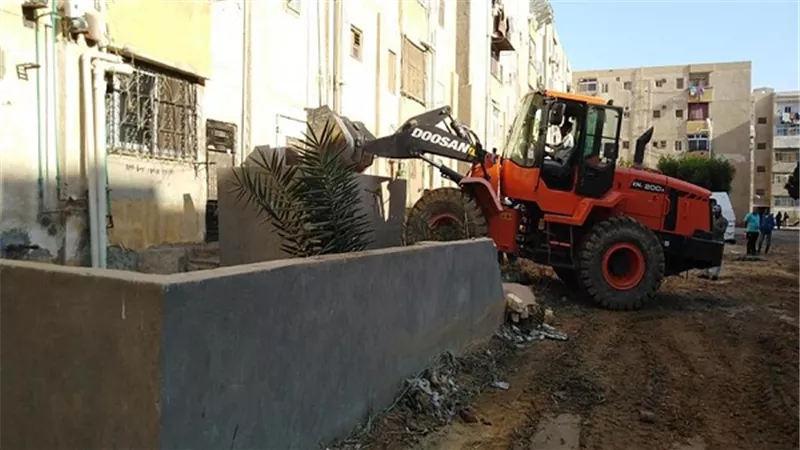 إزالة 5 أسوار بتعاونيات إسبيكو والبحر الأحمر بالسويس
