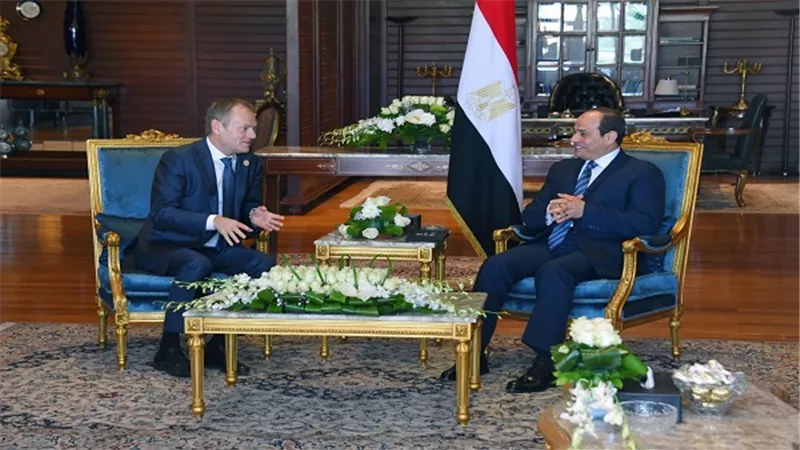 الرئيس السيسي يستقبل رئيس المجلس الأوروبي