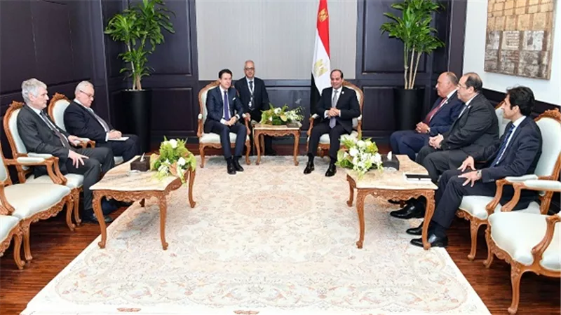 الرئيس السيسي يستقبل رئيس وزراء إيطاليا