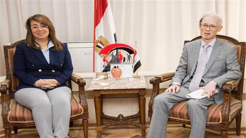  غادة والي تستقبل سفير اليابان بالقاهرة