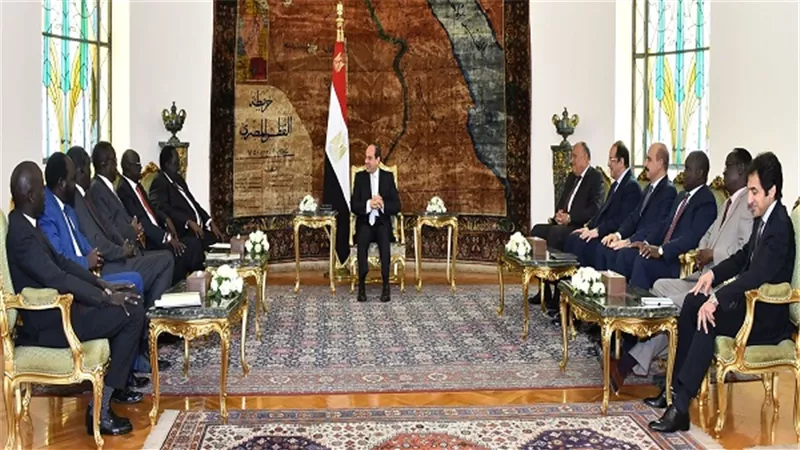 السيسي يستقبل وفد اللجنة الوطنية لإدارة المرحلة ما قبل الانتقالية في دولة جنوب السودان