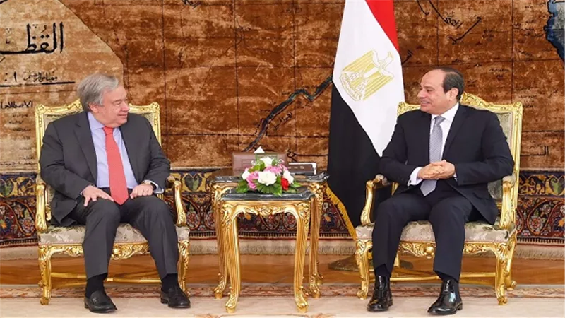  الرئيس السيسي يستقبل سكرتير عام الأمم المتحدة 