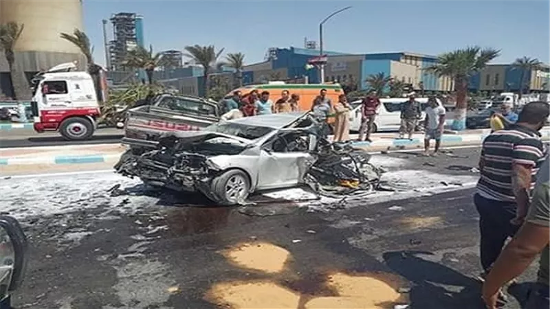 اصابة ضابط شرطة جنوب السويس فى حادث تصادم