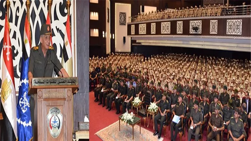 وزير الدفاع والانتاج الحربى يلتقى طلبة وأعضاء هيئة التدريس بالمعهد الفنى للقوات المسلحة