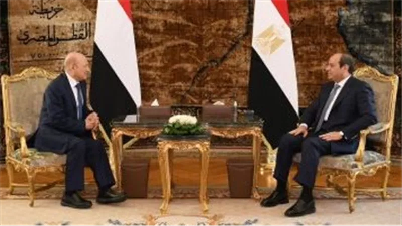 الرئيس السيسى يستقبل رئيس مجلس القيادة الرئاسي بالجمهورية اليمنية