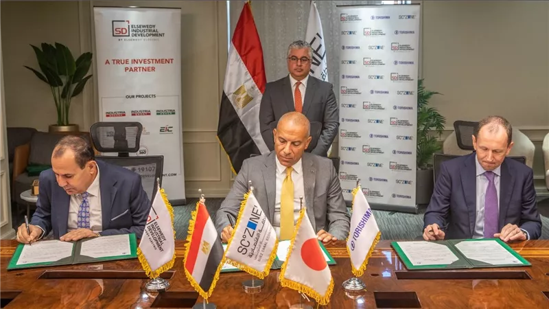 باستثمارات 5 مليون دولار..توقيع تخصيص أرض لمركز صيانة مضخات المياه بين السويدي للتنمية الصناعية وتوريشيما اليابانية