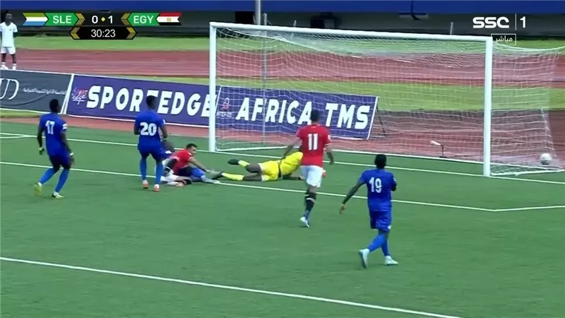 هدف وزيادة عددية.. منتخب مصر يتقدم على سيراليون في الشوط الأول