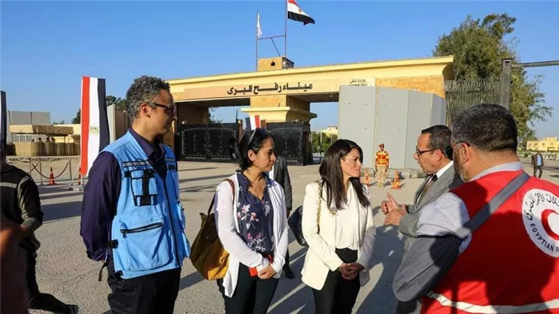 وزيرة التعاون الدولي ترافق رئيسي وزراء إسبانيا وبلجيكا خلال زيارتهما لمعبر رفح