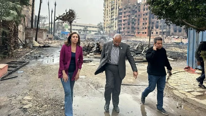 وزيرة الثقافة: لا توجد خسائر فى الأرواح بحريق استوديو الأهرام