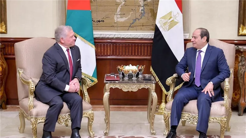 الرئيس السيسى وعاهل الأردن يؤكدان رفضهما لمحاولات تهجير الفلسطينيين