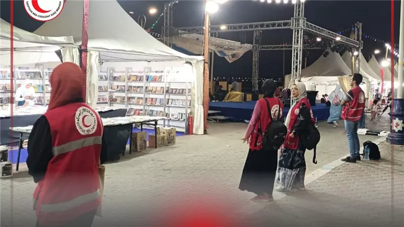 الهلال الأحمر بالسويس  يشارك فى تأمين فعاليات المعرض الثاني للكتاب