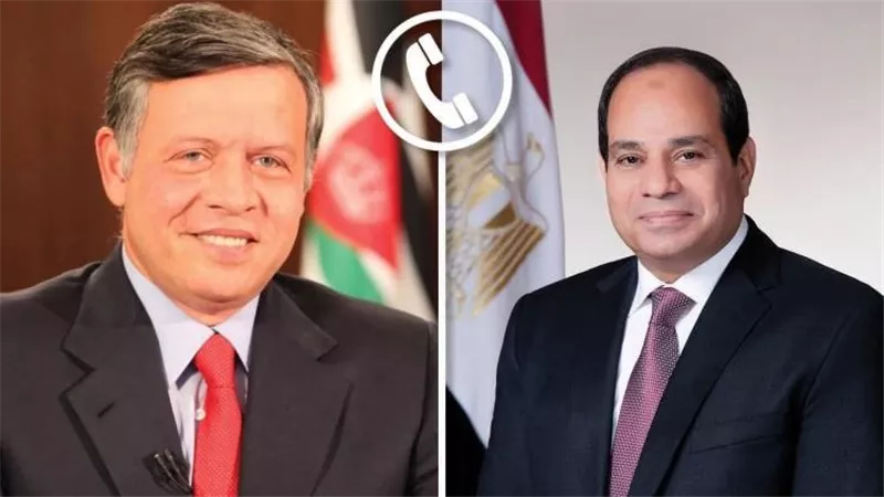 الرئيس السيسى وعاهل الأردن يؤكدان رفضهما القاطع لأى محاولات لتهجير الفلسطينيين