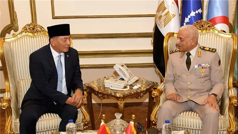 الفريق أول عبد المجيد صقر القائد العام للقوات المسلحة وزير الدفاع والإنتاج الحربى  يلتقى وزير الدفاع الإندونيسى