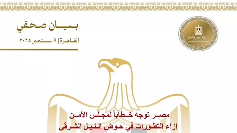 مصــر توجه خــطاباً لمجـلس الأمــن إزاء التطـورات في حـوض الـنـيـل الشـرقي