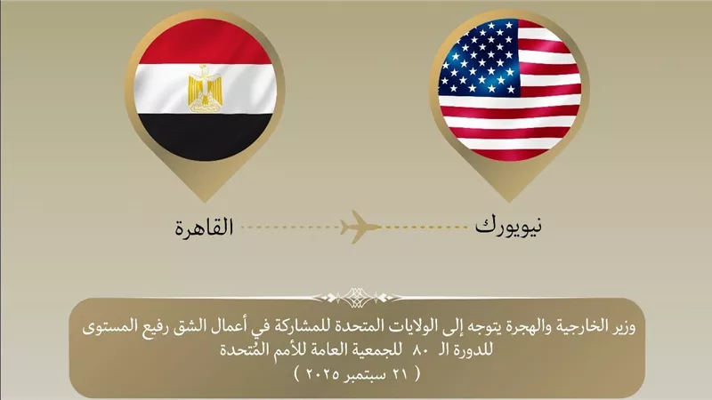 وزير الخارجية يتوجه لنيويورك للمشاركة بأعمال الدورة الـ 80 للجمعية العامة للأمم المتحدة
