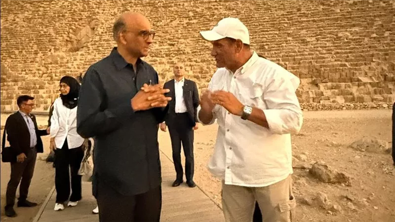 المتحف المصري الكبير ومنطقة أهرامات الجيزة يستقبلان رئيس جمهورية سنغافورة وحرمه