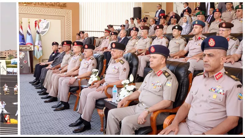 الفريق أول عبد المجيد صقر القائد العام للقوات المسلحة وزير الدفاع والإنتاج الحربى يشهد حفل تخرج الدفعة (168) من كلية الضباط الإحتياط