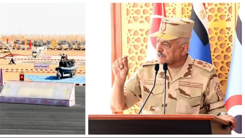 الفريق أول عبد المجيد صقر القائد العام للقوات المسلحة وزير الدفاع والإنتاج الحربى يشهد إجراءات تفتيش الحرب لأحد تشكيلات المنطقة المركزية العسكرية