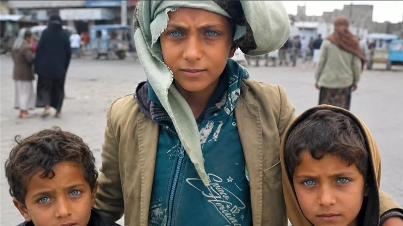 نظرة فيروزية تصنع المعجزة.. عينان نادرتا الجمال تنقلان طفلاً يمنياً من المعاناة إلى الأضواء